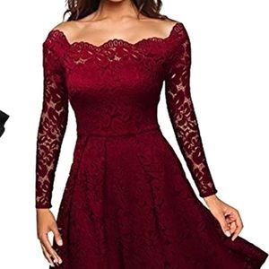 Beautiful red long sleeve lace dress, NWOT